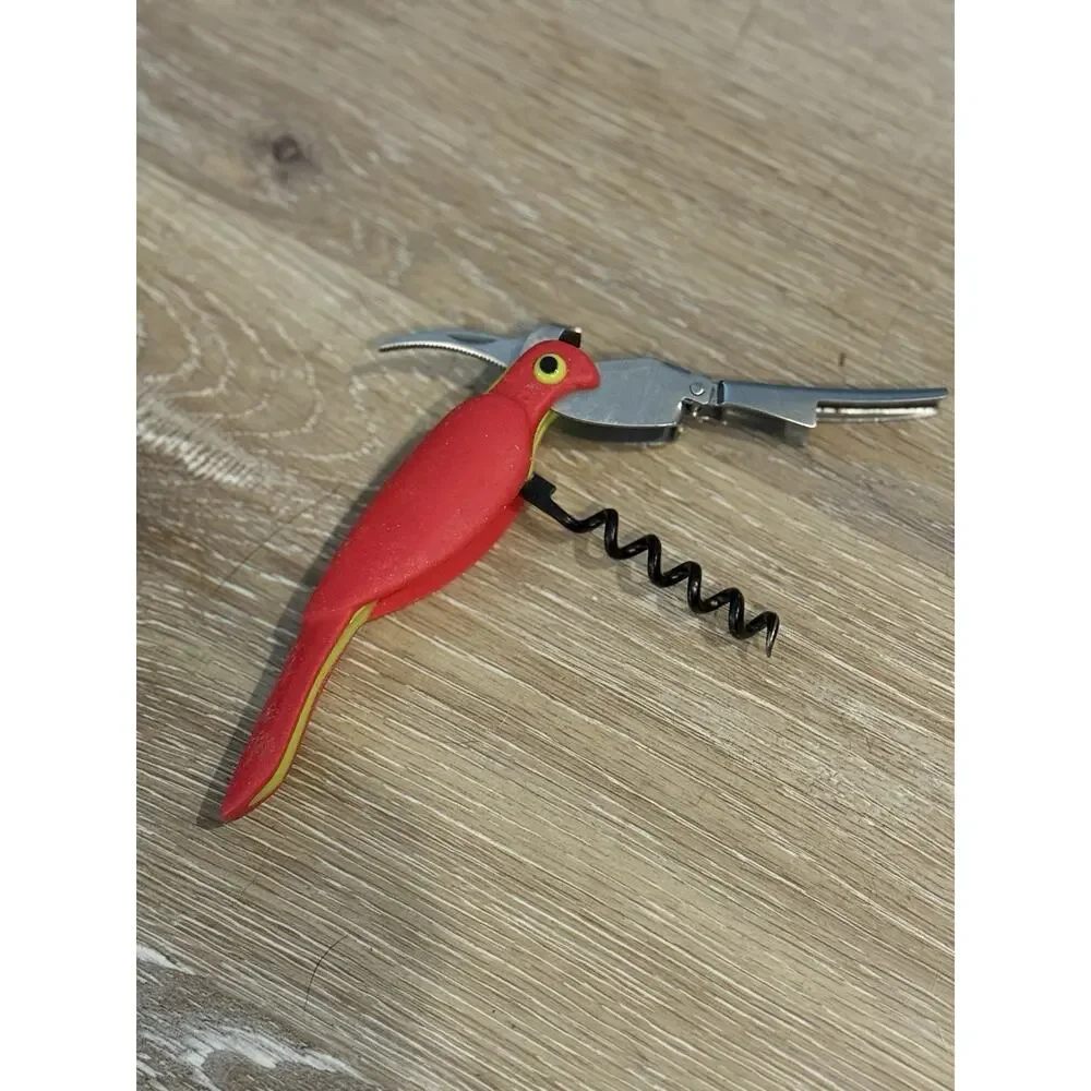 TRUE ZOO Corkatoo Parrot Waiters Corkscrew Wine Key Opener - Red